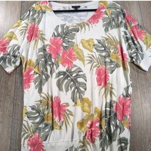 Talbots Floral Short Sleeve Sweater Blouse